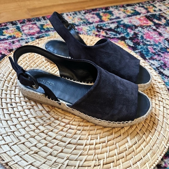 Vince Suede Sling Back Peep Toe Espadrille - Picture 1 of 8